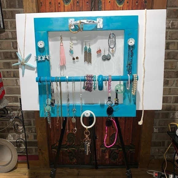 New Handmade Rustic Jewelry Hanging Display/Organizer Turquoise Mother’s Day - Picture 11 of 12